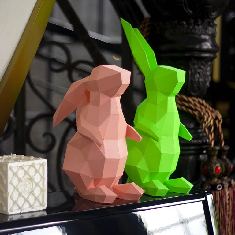 Free Bunnies Model 3D Papercraft - PDF Template
