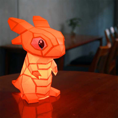 Baby Dragon 3D Paper Model - Orange, Lamp - PAPERCRAFT WORLD