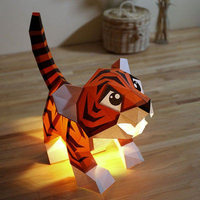Baby Tiger 3D Paper Model, Lamp - PAPERCRAFT WORLD