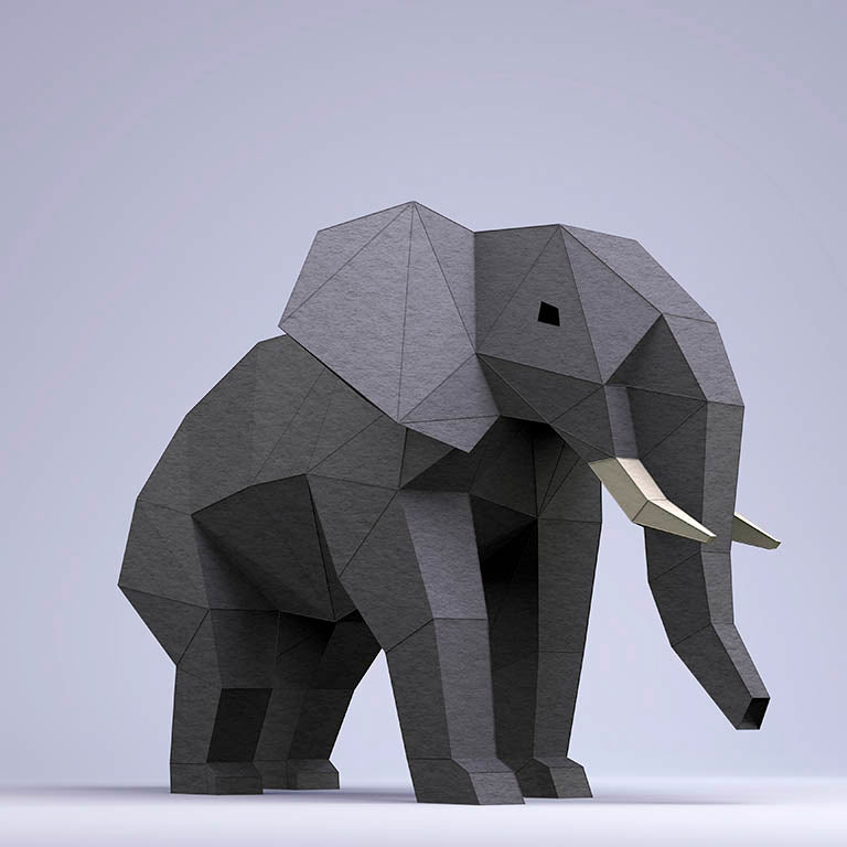 Elephant Paper Model Layout Elephants Model - PAPERCRAFT WORLD