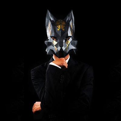 Futuristic Fox Mask - Black - PAPERCRAFT WORLD