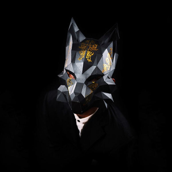 Futuristic Fox Mask - Black - PAPERCRAFT WORLD