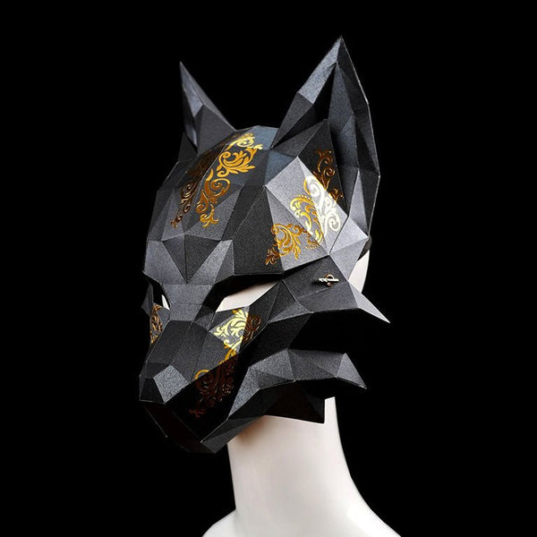 Futuristic Fox Mask - Black - PAPERCRAFT WORLD