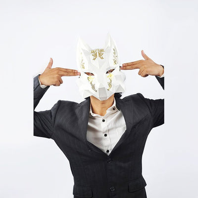 Futuristic Fox Mask - White - PAPERCRAFT WORLD