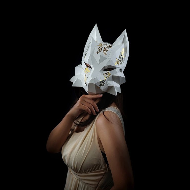 Futuristic Fox Mask White PAPERCRAFT WORLD futuristic-fox-mask-white-papercraft-world