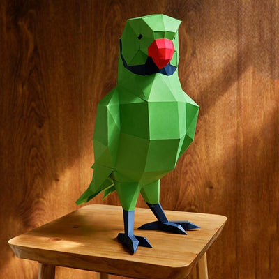 Green Parrot - PAPERCRAFT WORLD