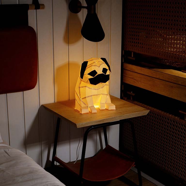 Pug 3D Paper Model | Pug Lamp - PAPERCRAFT WORLD