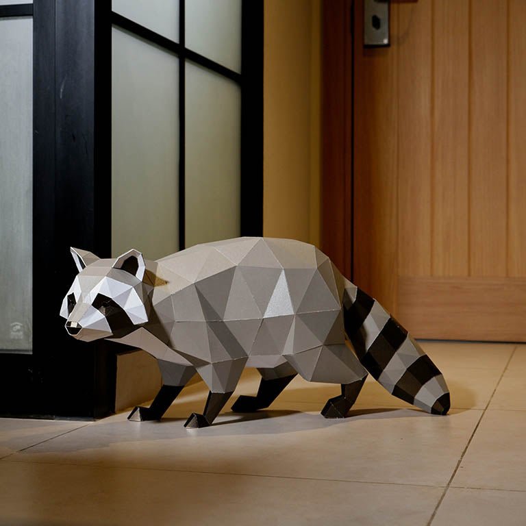 Cardboard Racoon Tap image to enlarge