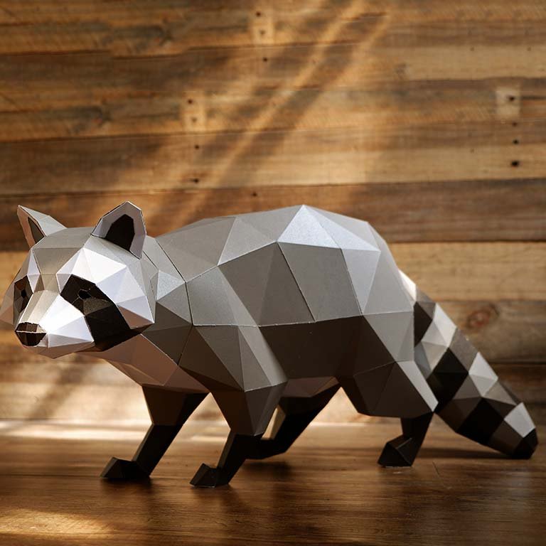 3d Papper Raccoon 3D Raccoon Model | Papercraft Raccoon Art - PAPERCRAFT WORLD
