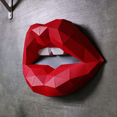 Red 3D Lips Wall Art - PAPERCRAFT WORLD