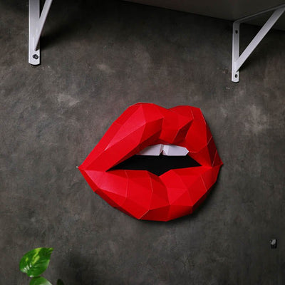 Red 3D Lips Wall Art - PAPERCRAFT WORLD