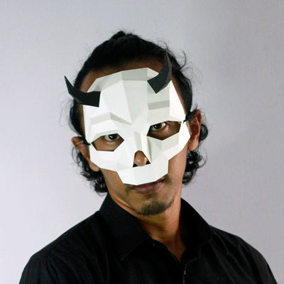 Short Horned Skull Mask - White - PAPERCRAFT WORLD