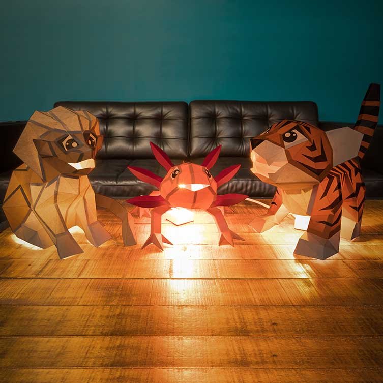 PAPERCRAFT WORLD BABY TIGER 3D MODEL + LAMP - ORANGE/BLACK